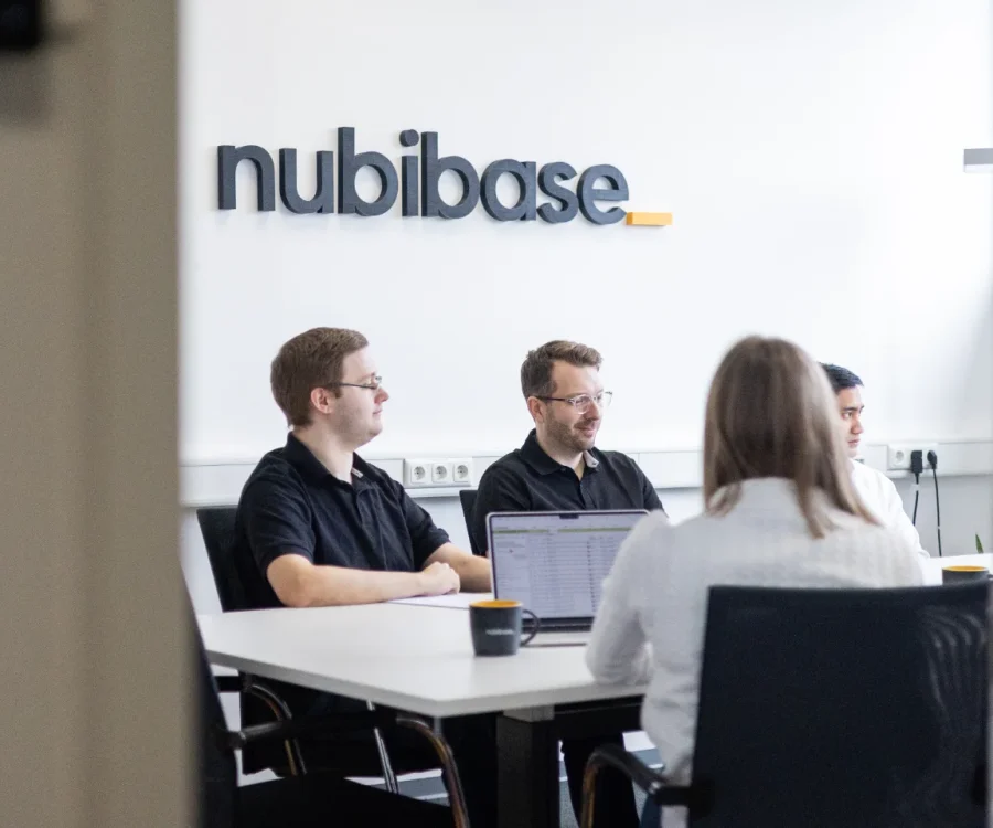 Person am Computer-Arbeitsplatz bei nubibase